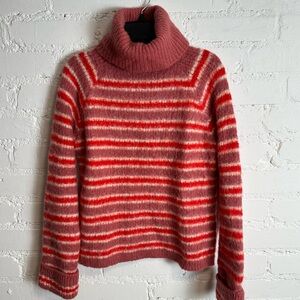 NA-KD Valentine Striped Knit Red and Pink Turtleneck Sweater Size XS